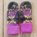 Urban Outfitters Accessories | Floral Knit Mittens | Color: Brown/Purple | Size: Os