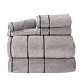 Lavish Home Luxury Cotton Towel Set- Quick Dry, Zero Twist and Soft 6 Piece Set With 2 Bath Towels, 2 Hand Towels and 2 Washcloths (Silver/Black)