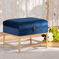 Baxton Studio Aliana Glam & Luxe Navy Blue Velvet Fabric & Gold Finished Metal Small Storage Ottoman - Wholesale Interiors JY19B-051S-Navy Blue Velvet/Gold-Otto