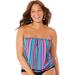 Plus Size Women's Bandeau Blouson Tankini Top by Swimsuits For All in Multi Stripe (Size 18)