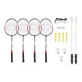 Hy-Pro Badminton-Set für 4 Spieler – 4 x Schläger, 3 x Federbälle, Netz, Stangen und Tragetasche