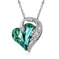 CRYSLOVE Love Heart Pendant Necklaces for Women 18K White Gold Angel Wing Crystals May Birthstone Jewelry Gifts for Party/Anniversary/Birthday