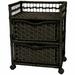 Bay Isle Home™ Aimee 2 Drawer Rolling Storage Chest Solid Wood/Wicker in Black | 22 H x 17.25 W x 12.5 D in | Wayfair