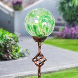 Exhart Solar Pearlized Honeycomb Garden Stake w/ Finial, 4 by 31 Inches Glass in Green | 31 H x 4 W x 4 D in | Wayfair 15923-RS