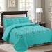 Charlton Home® Southborough Microfiber Reversible 3 Piece Quilt Set Microfiber in Green/Blue | Cal. King Quilt + 2 Shams | Wayfair