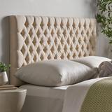 House of Hampton® Dannett Queen Panel Headboard Upholstered/Polyester in Brown | 52.5 H x 62.5 W x 3.5 D in | Wayfair WRLO7143 40768147