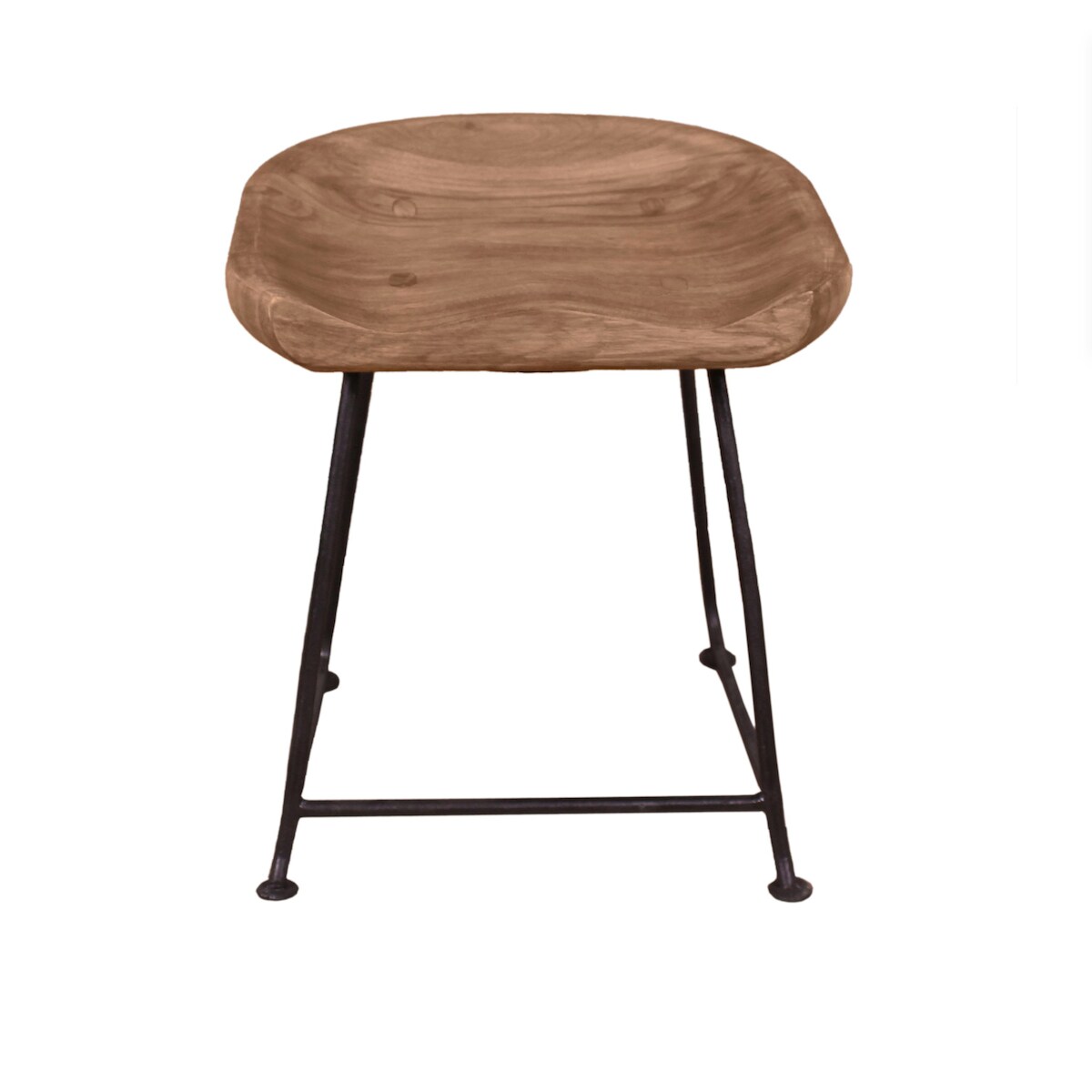 SIT Möbel Hocker mit Fußstütze | Sitzschale Akazie natur | Gestell Metall schwarz | B 42 x T 38 x H 48 cm | 11845-01 | Serie NATURAL EDGE Image