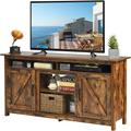 Costway 60”Industrial TV Stand Entertainment Center with Shelve and Cabinet-Brown