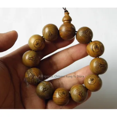 Shaolin – Bracelet en bois de santal perles de prière bouddhiste 2cm