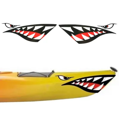 Lot d'autocollants pour canoë kayak en forme de bouche de requin étiquette imperméable décalque
