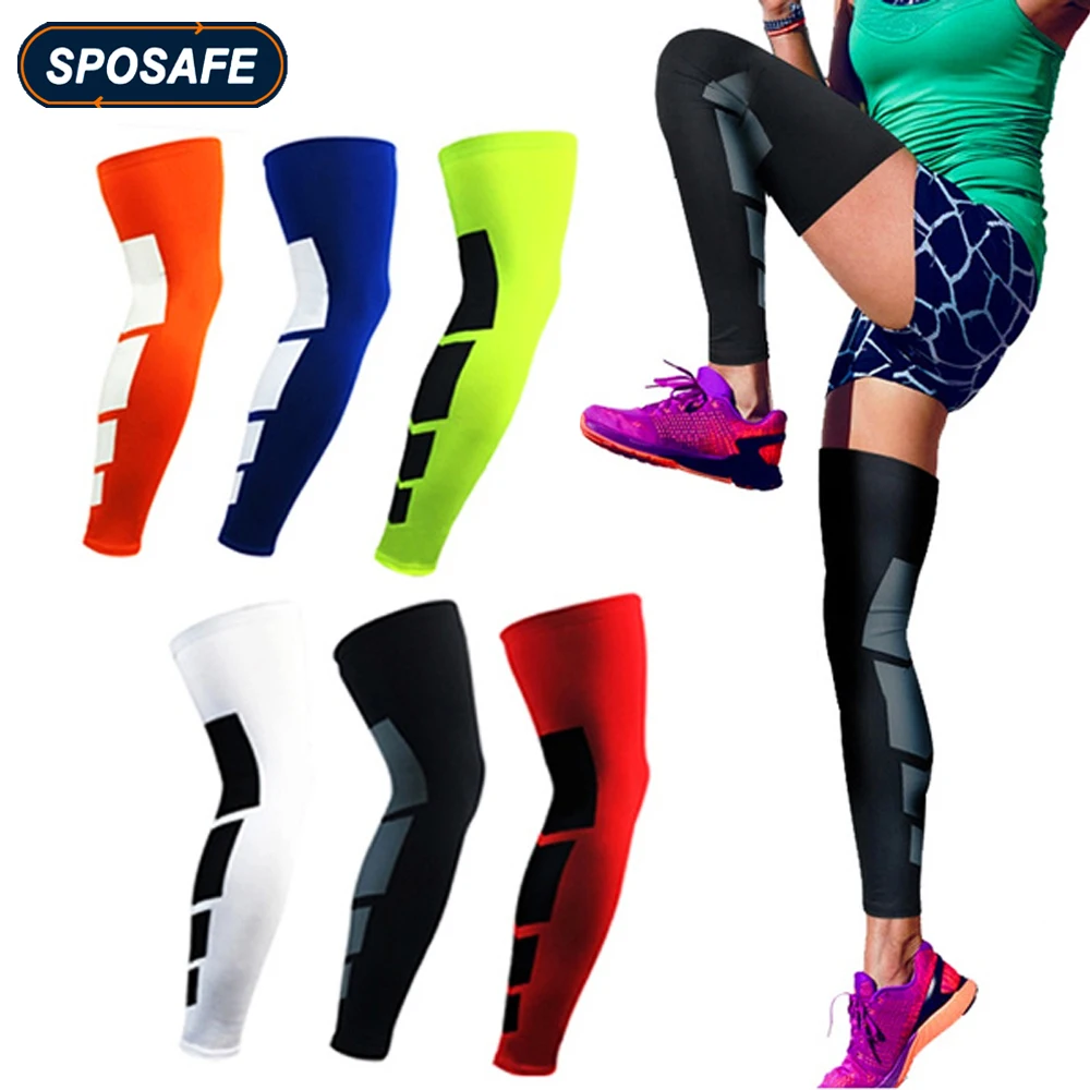 Manchons de jambe de compression anti-aldes pleine longueur, attelle de tibia de mollet, protecteur de soutien pour le cyclisme, la course, le basket-ball, le golf, le sport, 1 paire
