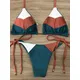 Maillot de bain sexy à imprimé tropical pour femmes micro bikini soutien-gorge push up culotte