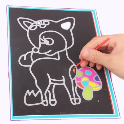 Papier à gratter coloré magique pour enfants 10 pièces/ensemble dessin créatif peinture animale