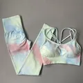 Ensemble de teinture de Yoga sans couture pour femmes 2 pièces vêtements de sport d'entraînement