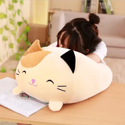 Oreiller en peluche de dessin animé animal doux pour enfants coussin mignon gros chien chat