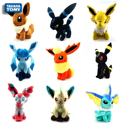 TAKARA TOMY – Peluche Pokémon de 32 cm, Différents Modèles Disponibles, dont Evoli, Aquali, Pyroli,
