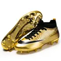 Bottes de football noires et dorées pour hommes chaussures de football à rinçage élevé chaussures