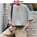 LAPPSTER-T-shirt Rayé en Coton pour Homme Streetwear Coloré Jaune Harajuku 2023