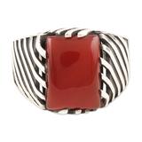 Knight's Charm,'Men's Red Onyx and Sterling Silver Cocktail Ring'