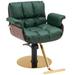 BarberPub Salon Chair Hydraulic Barber Chair Hair Cutting Beauty Spa Styling Equipment 3071 Faux Leather in Green | 33 H x 29.5 W x 28 D in | Wayfair