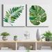 Bay Isle Home™ Tropical Frond II - 2 Piece Wrapped Canvas Painting Print Set Metal in Gray/Green | 40 H x 80 W x 1 D in | Wayfair