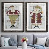 The Holiday Aisle® Jingle Santa - 2 Piece Print Set Paper, Solid Wood in Brown/Gray/Green | 31 H x 44 W in | Wayfair
