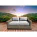 Dovecove Patio Loveseat w/ Cushions Wicker/Rattan/Olefin Fabric Included in Brown/Gray | 28.3 H x 66.9 W x 40.5 D in | Wayfair