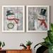 The Holiday Aisle® Let It Snow Snowman - 2 Piece Textual Art Print Set Canvas, Solid Wood in Gray/Green/White | 17 H x 20 W in | Wayfair