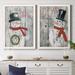 The Holiday Aisle® Let It Snow Snowman - 2 Piece Textual Art Print Set Canvas, Solid Wood in Gray/Green/White | 44 W in | Wayfair