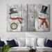 The Holiday Aisle® Let It Snow Snowman - 2 Piece Textual Art Print Set Canvas, Solid Wood in Gray/Green/White | 48 W x 1 D in | Wayfair