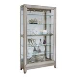 Pulaski Furniture Antique Style 5 Shelf Mirrored Curio Cabinet in Aged Silver Wood/Glass in Brown/Yellow | 82 H x 46 W x 14 D in | Wayfair 21384