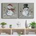 The Twillery Co.® Aleman Linen Snowman I - 2 Piece Wrapped Canvas Print Set Canvas in Gray/Red/White | 10 H x 20 W x 1 D in | Wayfair
