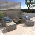 Wade Logan® Ailie 5 Piece Rattan Multiple Chairs Seating Group w/ Cushions Synthetic Wicker/All - Weather Wicker/Wicker/Rattan in Gray | Outdoor Furniture | Wayfair