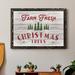 The Holiday Aisle® Farm Fresh Christmas Trees - Textual Art Print on Canvas in Gray/Green/Red | 31 H x 44 W x 1 D in | Wayfair