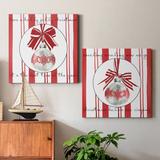 The Holiday Aisle® Candy Cane Christmas I - 2 Piece Wrapped Canvas Print Set Metal in Green/Red/White | 32 H x 64 W x 1 D in | Wayfair