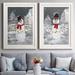 The Holiday Aisle® Festive Snowman I - 2 Piece Painting Print Set Paper in Gray/Red/White | 37.5 H x 55 W x 1.5 D in | Wayfair