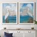 Highland Dunes Pelican View I - 2 Piece Painting Print Set Canvas in Blue/White | 37.5 H x 55 W x 1.5 D in | Wayfair