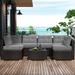 Latitude Run® 7 Piece Rattan Sofa Seating Group w/ Cushions Synthetic Wicker/All - Weather Wicker/Wicker/Rattan in Gray | Outdoor Furniture | Wayfair