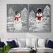 The Holiday Aisle® Festive Snowman I - 2 Piece Painting Print Set Canvas/Metal in Gray/Red/White | 20 H x 32 W in | Wayfair