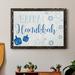 The Holiday Aisle® Happy Hanukkah - Graphic Art Print on Canvas Canvas, Wood in Blue/White | 37.5 H x 27.5 W x 1.5 D in | Wayfair