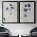 Gracie Oaks Indigo Botanical III - 2 Piece Graphic Art Print Set Canvas in Blue/Gray/Green | 30.5 H x 42.5 W x 3 D in | Wayfair