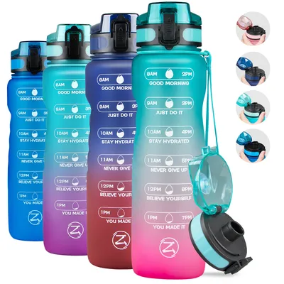 ZOMAKE-Bouteille de sport aquatique motivante avec marqueur de temps étanche sans BPA fruits