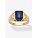 Men's Big & Tall Men's 18K Gold over Sterling Silver Sapphire and Diamond Accent Ring by PalmBeach Jewelry in Sapphire Diamond (Size 13)