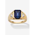 Men's Big & Tall Men's 18K Gold over Sterling Silver Sapphire and Diamond Accent Ring by PalmBeach Jewelry in Sapphire Diamond (Size 12)