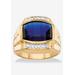 Men's Big & Tall Men's 18K Yellow Gold-plated Sapphire and Diamond Accent Ring by PalmBeach Jewelry in Sapphire Diamond (Size 14)