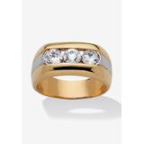 Men's Big & Tall Men's Yellow Gold Plated Cubic Zirconia Two Tone 3 Stone Ring by PalmBeach Jewelry in Cubic Zirconia (Size 13)