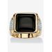 Men's Big & Tall Men's 14K Yellow Gold-plated Natural Onyx and Round Cubic Zirconia Cabochon Ring by PalmBeach Jewelry in Onyx Cubic Zirconia (Size 1