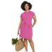 Plus Size Women's Knit Drawstring Dress by ellos in Tropical Raspberry White Stripe (Size 38/40)