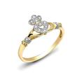 Jewelco London Ladies 9ct Gold Pave Set Round H I2 0.05ct Diamond Claddagh fÃ¡inne Chladaigh Cocktail Ring 10mm, Size S