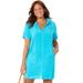 Plus Size Women's Alana Terrycloth Cover Up Hoodie by Swimsuits For All in Crystal Blue (Size 26/28)